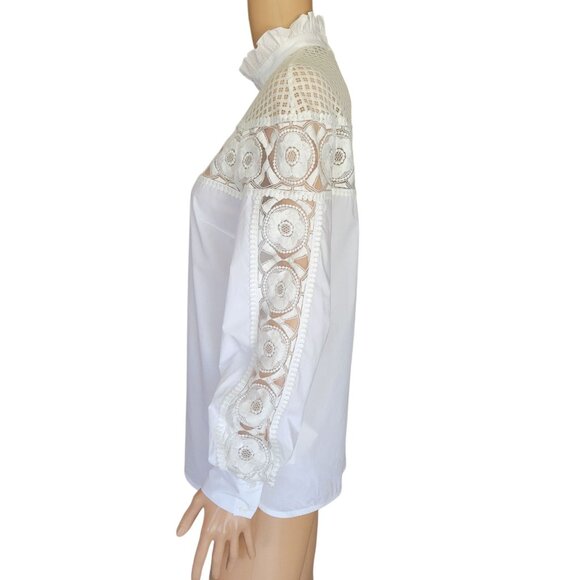 Sandro Paris White Lace Panel Blouse (Size 1) NWT - Picture 3 of 8